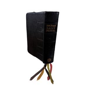 VTG Bible Saint Joseph Daily Missal 1956 Revised Leatherette Cover Ribbon Marker